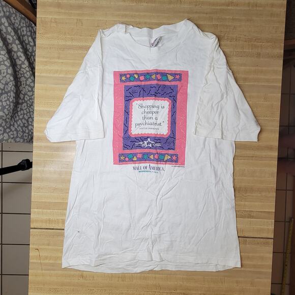 Vintage Hanes Women's Large Mall of America Graphic T-Shirt White Short Sleeve - Picture 2 of 7